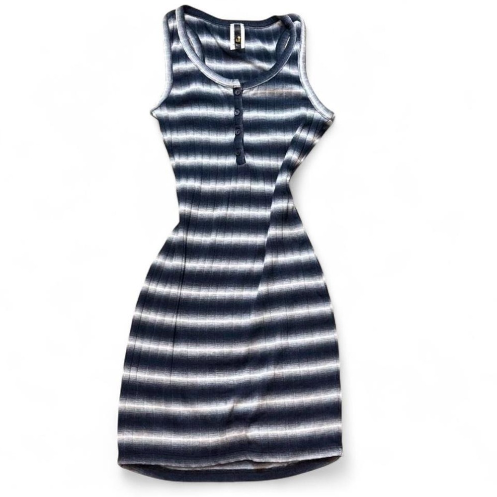 Blue Striped‎ Henley Dress, Women's Size M